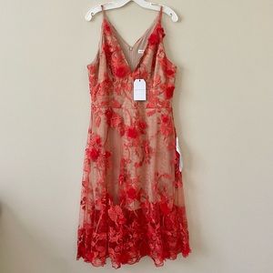 Dress the Population Red Sleeveless V-Neck Midi Sundress